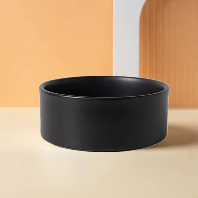 Ceramics Dog Bowl with Wood Mat Wide Mouth Feeding Bowls Food and Water Pet Feeder for Cat Puppy Protecting Cervical Spine