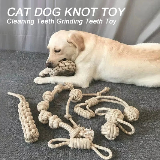 Cat Dog Knot Toy Cleaning Teeth Grinding Teeth Interest Interactive Wear Resistant Knot Toy Play Entertainment Pet Supplies 1Pc