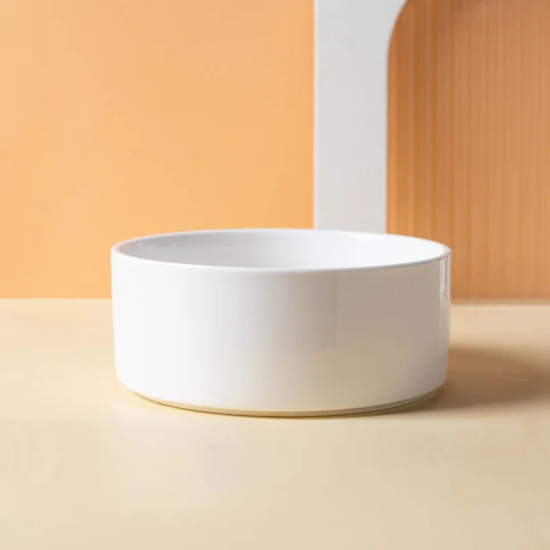 Ceramics Dog Bowl with Wood Mat Wide Mouth Feeding Bowls Food and Water Pet Feeder for Cat Puppy Protecting Cervical Spine