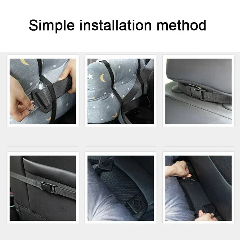 Six-step guide showing how to secure the Passenger Nest car seat straps