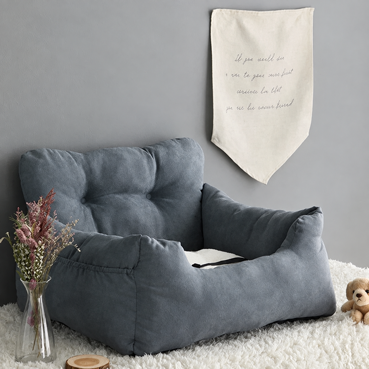Dark Grey Passenger Nest pet car seat front view